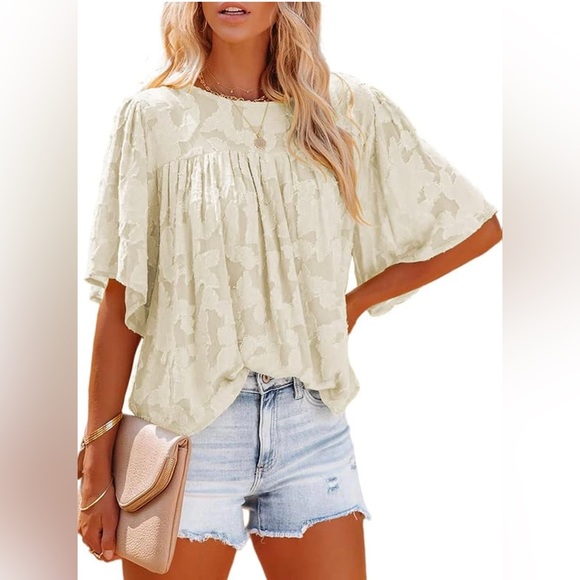 Tops - 123. XL NEW Dokotoo Womens 3/4 Bell Sleeve Blouse Summer Crewneck Lace Tops